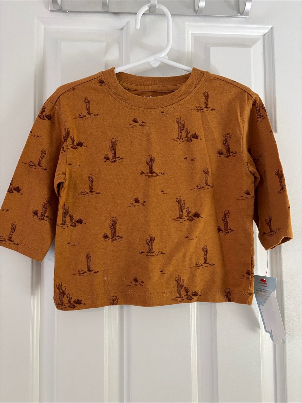 Cat & Jack Rust Brown Cactus Print Long Sleeve Tee